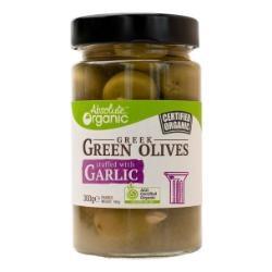 ABSOLUTE ORGANIC Olives Green Garlic 300g