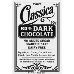 CLASSICA 80% Dark Chocolate Bar 90g